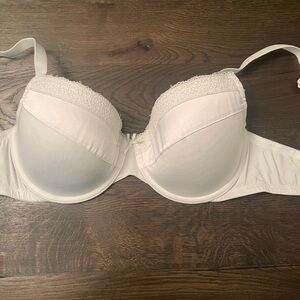 Mariemeili White Lace Trim Bra 34D *REPAIRED CLASP*